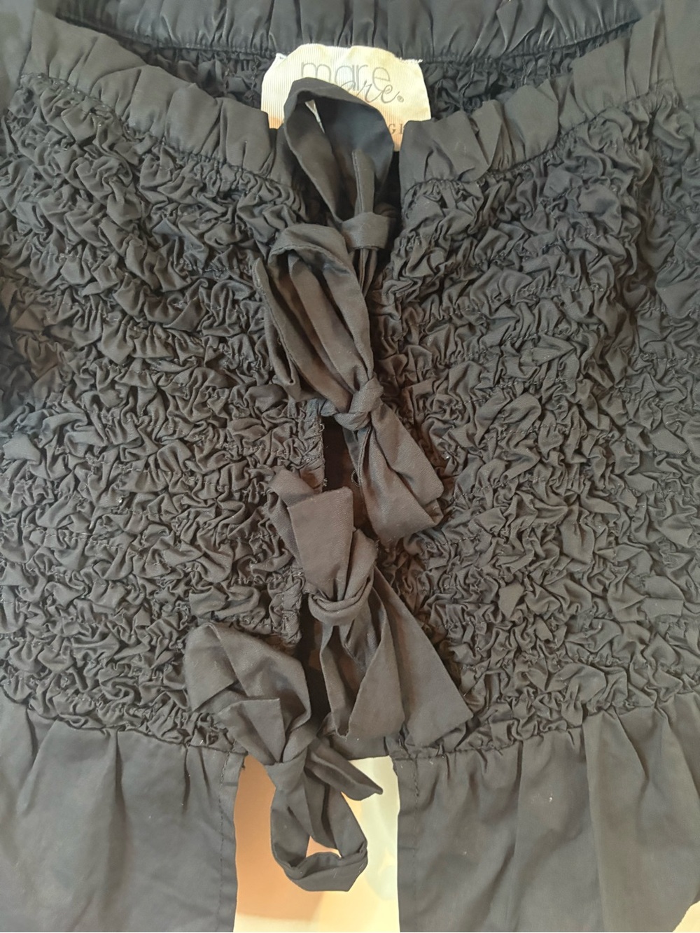 Anthropologie Mare Mare Black Bow Front Smocked Peplum Blouse NWOT - Picture 3 of 7
